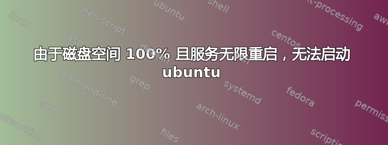 由于磁盘空间 100% 且服务无限重启，无法启动 ubuntu