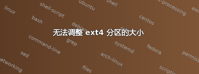 无法调整 ext4 分区的大小