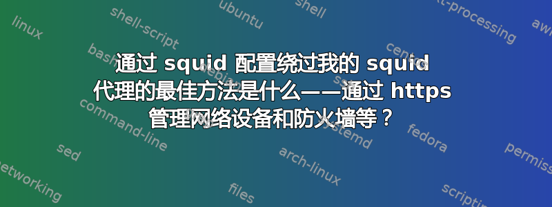 通过 squid 配置绕过我的 squid 代理的最佳方法是什么——通过 https 管理网络设备和防火墙等？