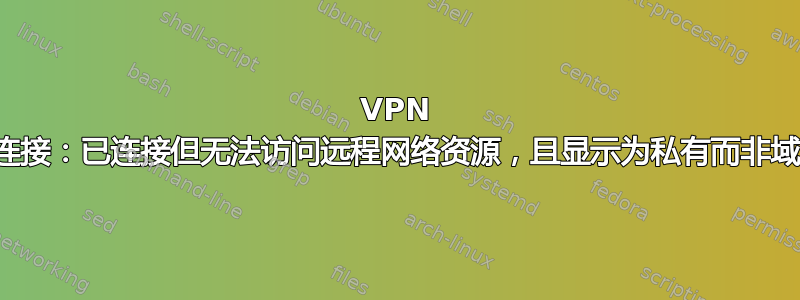 VPN 连接：已连接但无法访问远程网络资源，且显示为私有而非域