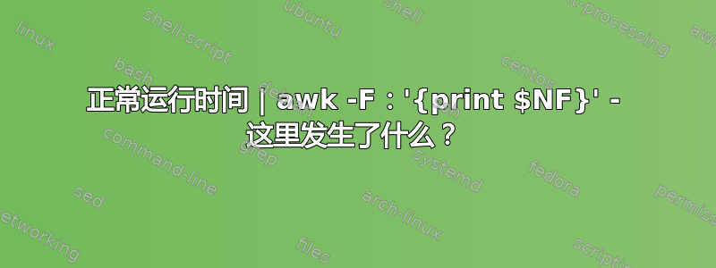 正常运行时间 | awk -F：'{print $NF}' - 这里发生了什么？