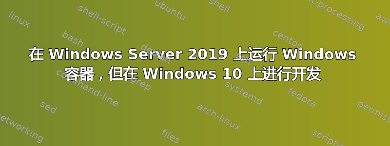 在 Windows Server 2019 上运行 Windows 容器，但在 Windows 10 上进行开发