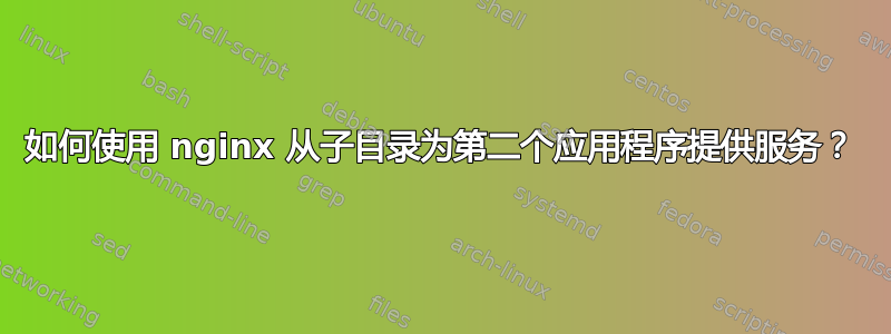 如何使用 nginx 从子目录为第二个应用程序提供服务？