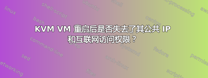 KVM VM 重启后是否失去了其公共 IP 和互联网访问权限？