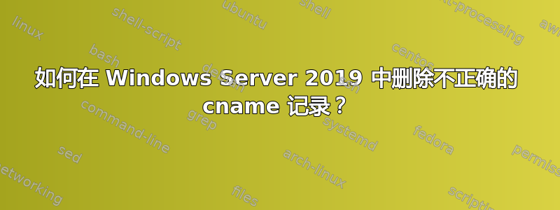 如何在 Windows Server 2019 中删除不正确的 cname 记录？