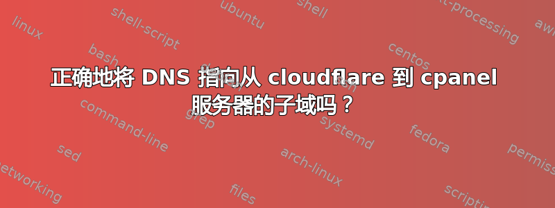 正确地将 DNS 指向从 cloudflare 到 cpanel 服务器的子域吗？