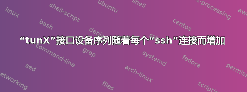 “tunX”接口设备序列随着每个“ssh”连接而增加