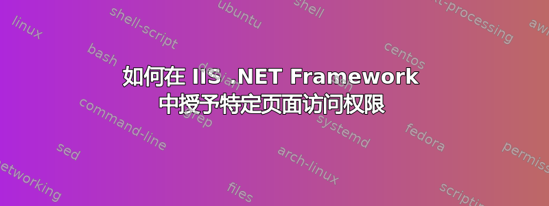 如何在 IIS .NET Framework 中授予特定页面访问权限