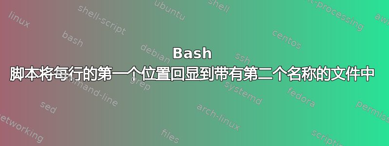 Bash 脚本将每行的第一个位置回显到带有第二个名称的文件中