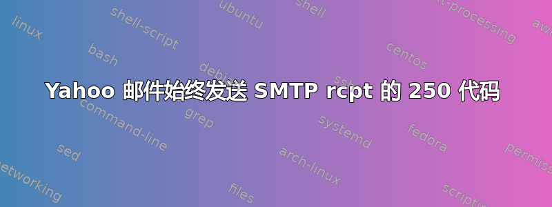 Yahoo 邮件始终发送 SMTP rcpt 的 250 代码