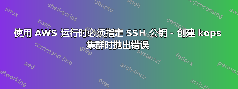 使用 AWS 运行时必须指定 SSH 公钥 - 创建 kops 集群时抛出错误