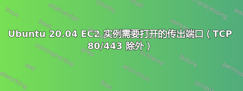 Ubuntu 20.04 EC2 实例需要打开的传出端口（TCP 80/443 除外）