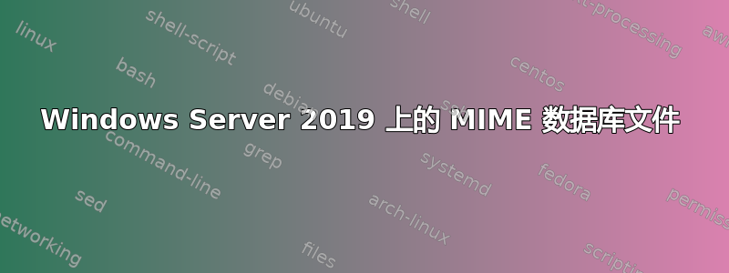 Windows Server 2019 上的 MIME 数据库文件