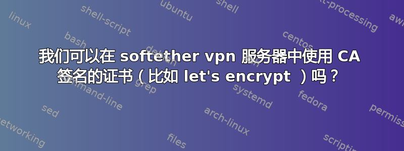 我们可以在 softether vpn 服务器中使用 CA 签名的证书（比如 let's encrypt ）吗？