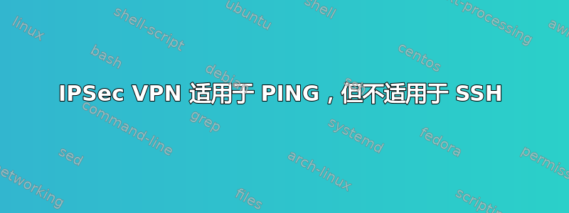IPSec VPN 适用于 PING，但不适用于 SSH
