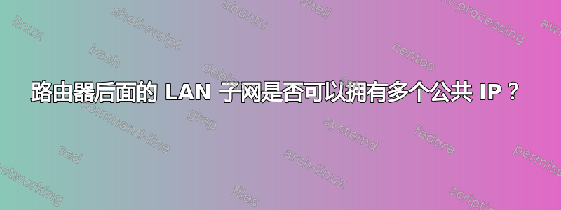 路由器后面的 LAN 子网是否可以拥有多个公共 IP？