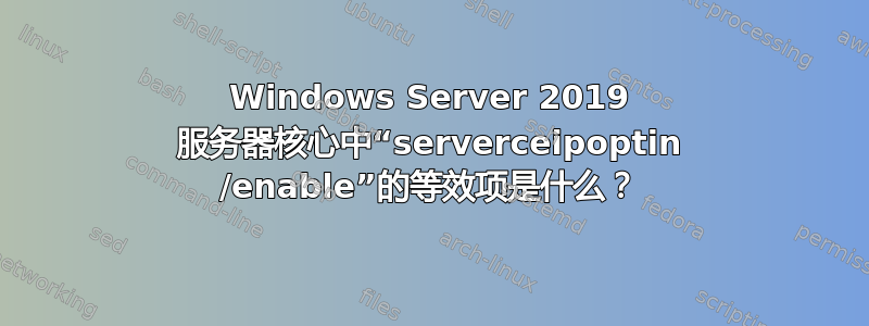 Windows Server 2019 服务器核心中“serverceipoptin /enable”的等效项是什么？