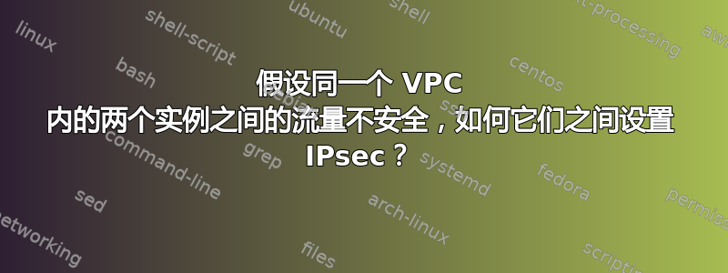 假设同一个 VPC 内的两个实例之间的流量不安全，如何它们之间设置 IPsec？