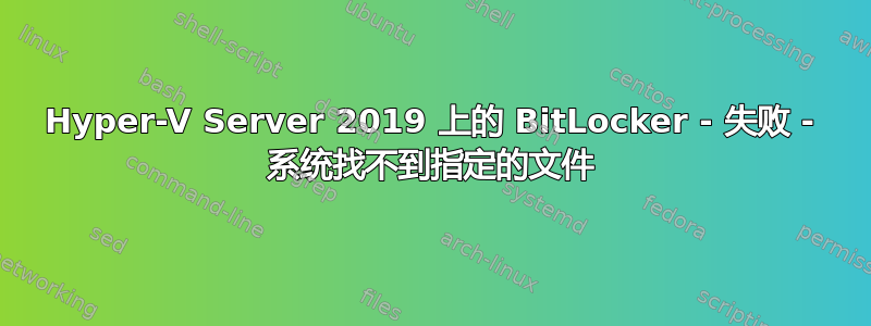 Hyper-V Server 2019 上的 BitLocker - 失败 - 系统找不到指定的文件