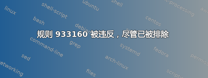 规则 933160 被违反，尽管已被排除