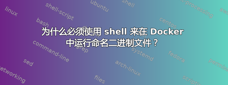 为什么必须使用 shell 来在 Docker 中运行命名二进制文件？