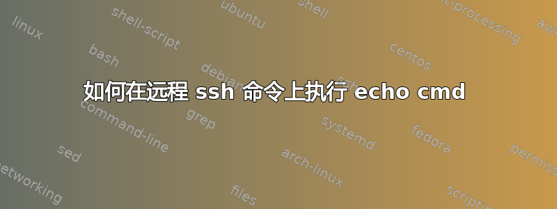 如何在远程 ssh 命令上执行 echo cmd