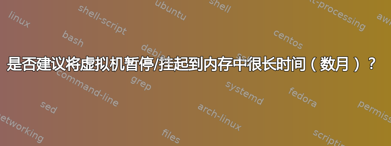 是否建议将虚拟机暂停/挂起到内存中很长时间（数月）？