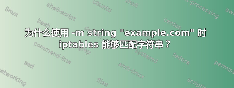 为什么使用 -m string "example.com" 时 iptables 能够匹配字符串？