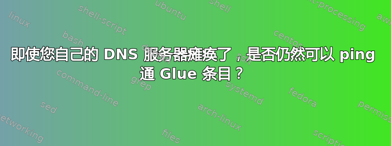 即使您自己的 DNS 服务器瘫痪了，是否仍然可以 ping 通 Glue 条目？