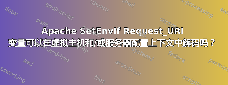 Apache SetEnvIf Request_URI 变量可以在虚拟主机和/或服务器配置上下文中解码吗？