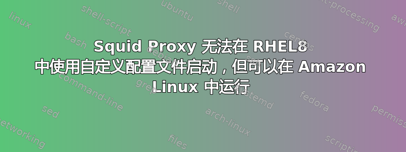 Squid Proxy 无法在 RHEL8 中使用自定义配置文件启动，但可以在 Amazon Linux 中运行