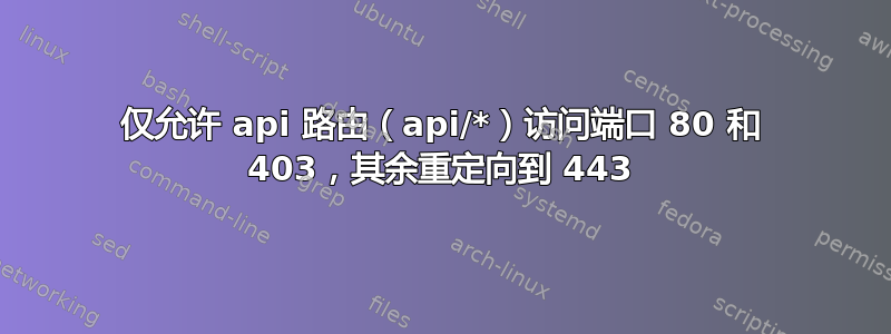 仅允许 api 路由（api/*）访问端口 80 和 403，其余重定向到 443