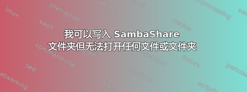 我可以写入 SambaShare 文件夹但无法打开任何文件或文件夹