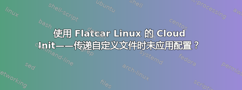 使用 Flatcar Linux 的 Cloud Init——传递自定义文件时未应用配置？