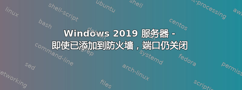 Windows 2019 服务器 - 即使已添加到防火墙，端口仍关闭