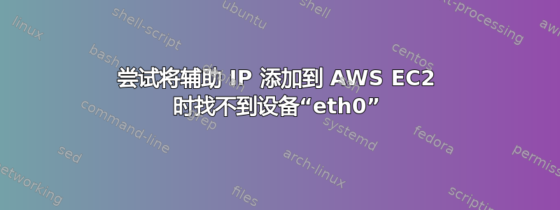 尝试将辅助 IP 添加到 AWS EC2 时找不到设备“eth0”