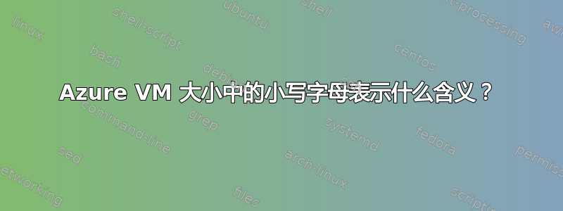 Azure VM 大小中的小写字母表示什么含义？