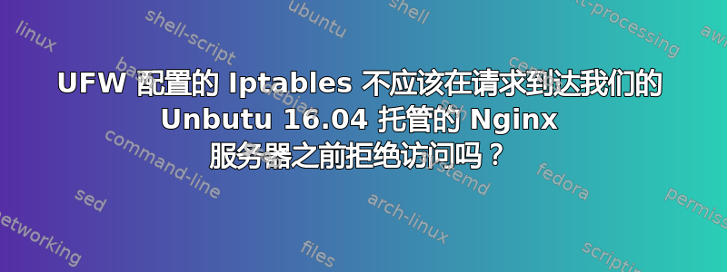 UFW 配置的 Iptables 不应该在请求到达我们的 Unbutu 16.04 托管的 Nginx 服务器之前拒绝访问吗？