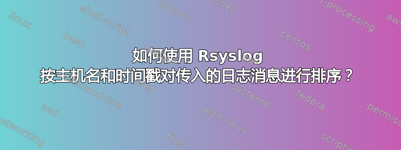 如何使用 Rsyslog 按主机名和时间戳对传入的日志消息进行排序？