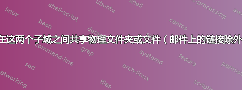 如何在这两个子域之间共享物理文件夹或文件（邮件上的链接除外）？