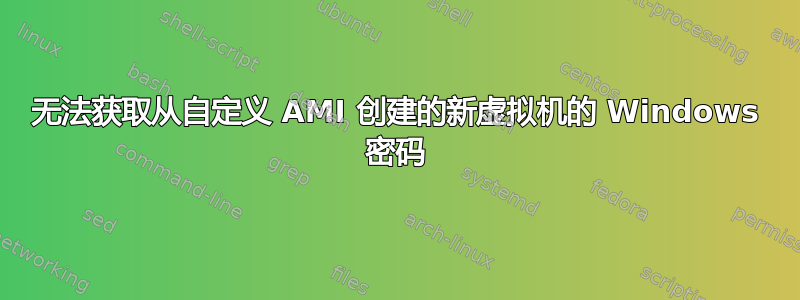 无法获取从自定义 AMI 创建的新虚拟机的 Windows 密码