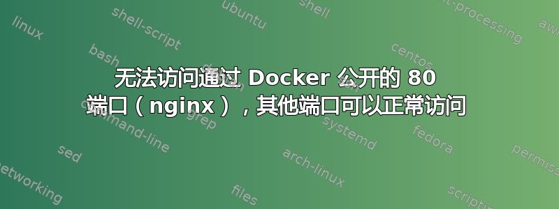 无法访问通过 Docker 公开的 80 端口（nginx），其他端口可以正常访问