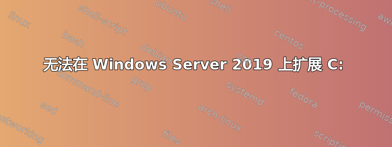 无法在 Windows Server 2019 上扩展 C: