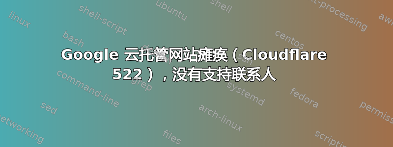 Google 云托管网站瘫痪（Cloudflare 522），没有支持联系人