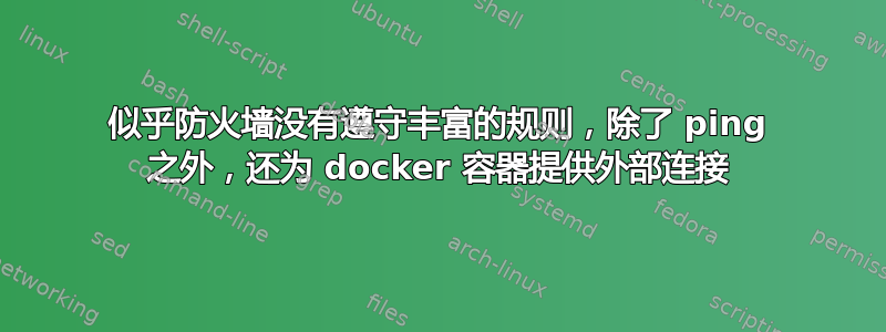 似乎防火墙没有遵守丰富的规则，除了 ping 之外，还为 docker 容器提供外部连接