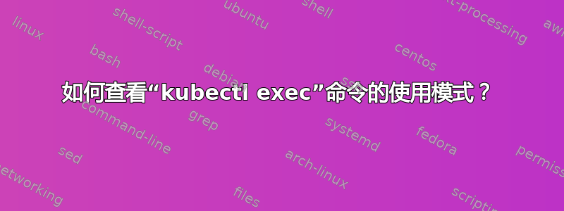 如何查看“kubectl exec”命令的使用模式？