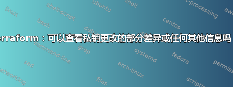 Terraform：可以查看私钥更改的部分差异或任何其他信息吗？