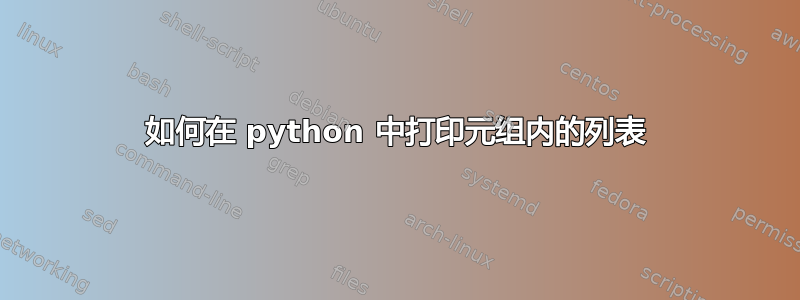 如何在 python 中打印元组内的列表