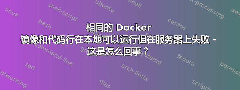 相同的 Docker 镜像和代码行在本地可以运行但在服务器上失败 - 这是怎么回事？