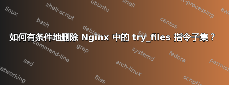 如何有条件地删除 Nginx 中的 try_files 指令子集？